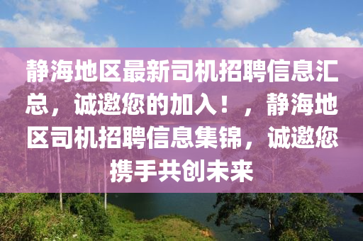 静海地区最新司机招聘信息汇总，诚邀您的加入！，静海地区司机招聘信息集锦，诚邀您携手共创未来山东水清源环保科技有限公司