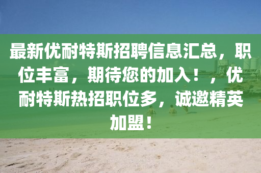 最新优耐特斯招聘信息汇总，职位丰富，期待您的加入！，优耐特斯热招职位多，诚邀精英加盟！