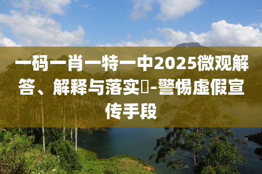 一码一肖一特一中2025微观解答、解释与落实​-警惕虚假宣传手段