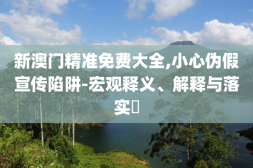 新澳门精准免费大全,小心伪假宣传陷阱-宏观释义、解释与落实​