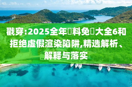 戳穿:2025全年資料免費大全6和拒绝虚假渲染陷阱,精选解析、解释与落实
