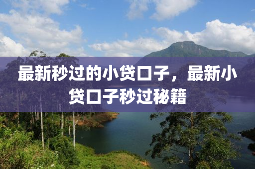 最新秒过的小贷口子，最新小贷口子秒过秘籍