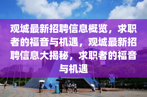 观城最新招聘信息概览，求职者的福音与机遇，观城最新招聘信息大揭秘，求职者的福音与机遇