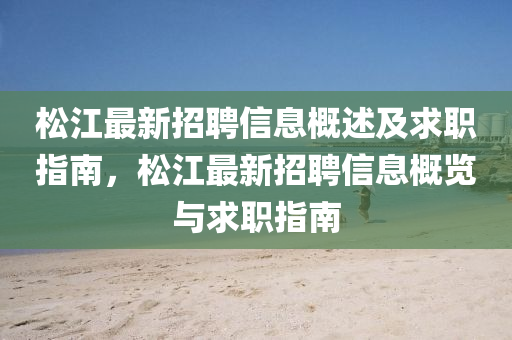 松江最新招聘信息概述及求职指南，松江最新招聘信息概览与求职指南