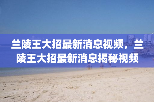 兰陵王大招最新消息视频，兰陵王大招最新消息揭秘视频山东水清源环保科技有限公司