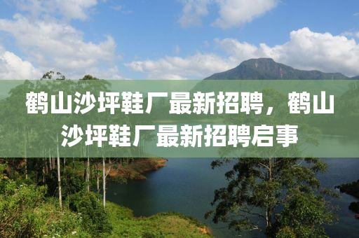 鹤山沙坪鞋厂最新招聘，鹤山沙坪鞋厂最新招聘启事山东水清源环保科技有限公司