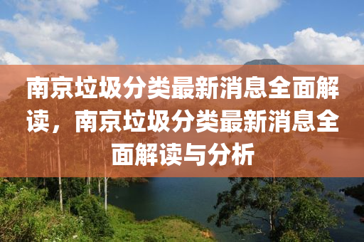 南京垃圾分类最新消息全面解读，南京垃圾分类最新消息全面解读与分析山东水清源环保科技有限公司