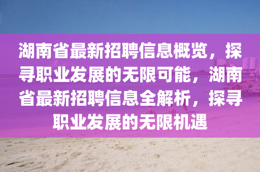 湖南省最新招聘信息概览，探寻职业发展的无限可能，湖南省最新招聘信山东水清源环保科技有限公司息全解析，探寻职业发展的无限机遇