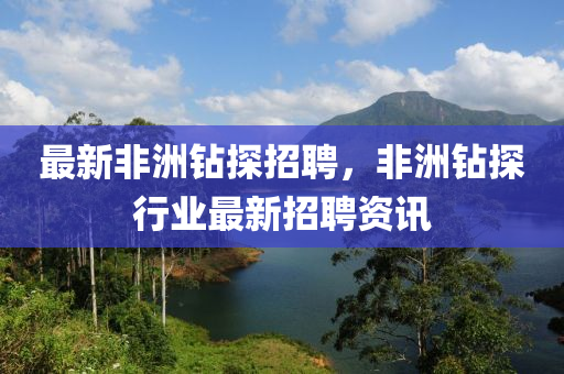 最新非洲钻探招聘，非洲钻探行业最新招聘资讯山东水清源环保科技有限公司