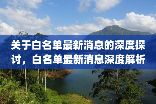 关于白名单最新消息的深度探讨，白名单最新消息深度解析