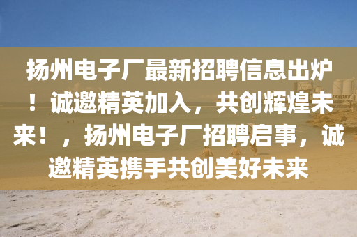 扬州电子厂最新招聘信息出炉！诚邀精英加入，共创辉煌未来！，扬州电子厂招聘启事，诚邀精英携手共创美好未来
