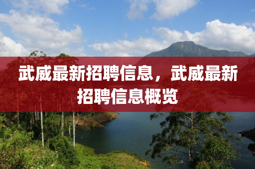 武威最新招聘信息，武威最新招聘信息概览