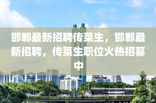 邯郸最新招聘传菜生，邯郸最新招聘，传菜生职位火热招募中