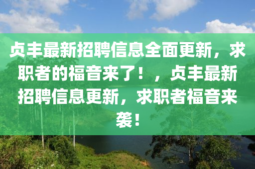 贞丰最新招聘信息全面更新，求职者的福音来了！，贞丰最新招聘信息更新，求职者福音来袭！
