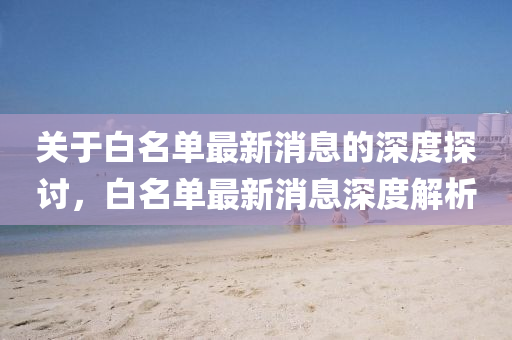 关于白名单最新消息的深度探讨，白名单最新消息深度解析
