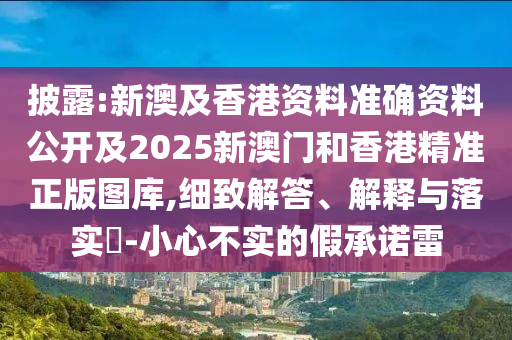 披露:新澳及香港资料准确资料公开及2025新澳门和香港精准正版图库,细致解答、解释与落实​-小心不实的假承诺雷
