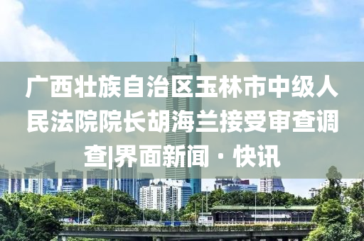 广西壮族自治区玉林市中级人民法院院长胡海兰接受审查调查|界面新闻 · 快讯