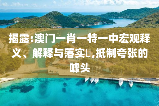 揭露:澳门一肖一特一中宏观释义、解释与落实​,抵制夸张的噱头