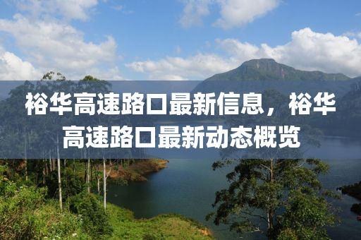 裕华高速路口最新信息，裕华高速路口最新动态概览