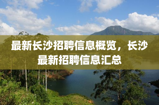 最新长沙招聘信息概览，长沙最新招聘信息汇总山东水清源环保科技有限公司