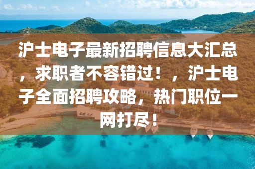 沪士电子最新招聘信息大汇总，求职者不容错过！，沪士电子全面招聘攻略，热门职位一网打尽！