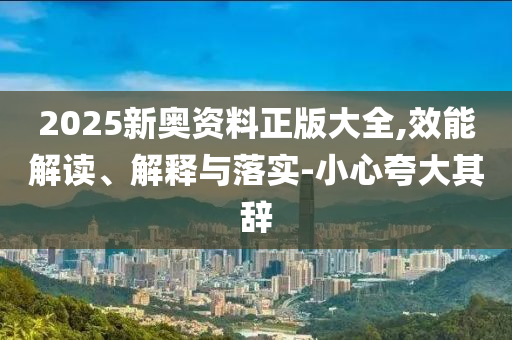 2025新奥资料正版大全,效能解读、解释与落实-小心夸大其辞