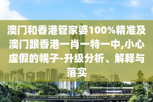 澳门和香港管家婆100%精准及澳门跟香港一肖一特一中,小心虚假的幌子-升级分析、解释与落实