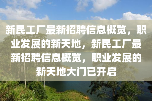 新民工厂最新招聘信息概览，职业发展的新天地，新民工厂最新招聘信息概览，职业发展的新天地大门已开启