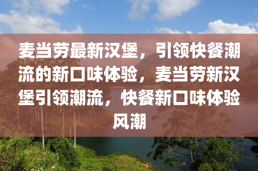 麦当山东水清源环保科技有限公司劳最新汉堡，引领快餐潮流的新口味体验，麦当劳新汉堡引领潮流，快餐新口味体验风潮
