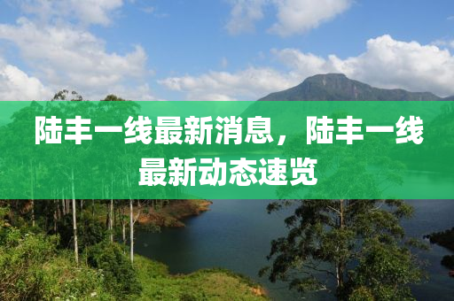 陆丰一线最新消息，陆丰一线最新动态速览山东水清源环保科技有限公司