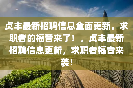 贞丰最新招聘信息全面更新，求职者的福音来了！，贞丰最新招聘信息更新，求职者福音来袭！