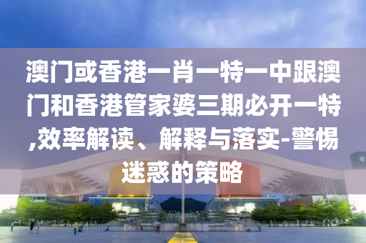 澳门或香港一肖一特一中跟澳门和香港管家婆三期必开一特,效率解读、解释与落实-警惕迷惑的策略